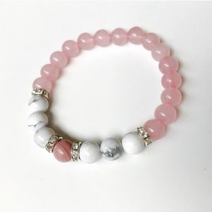 Rose Quartz & White Howlite Mala Bracelet